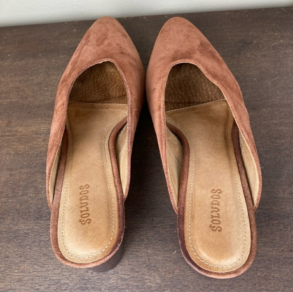 Soludos Venetian Suede Pointy Toe Mule Block Heel… - image 3